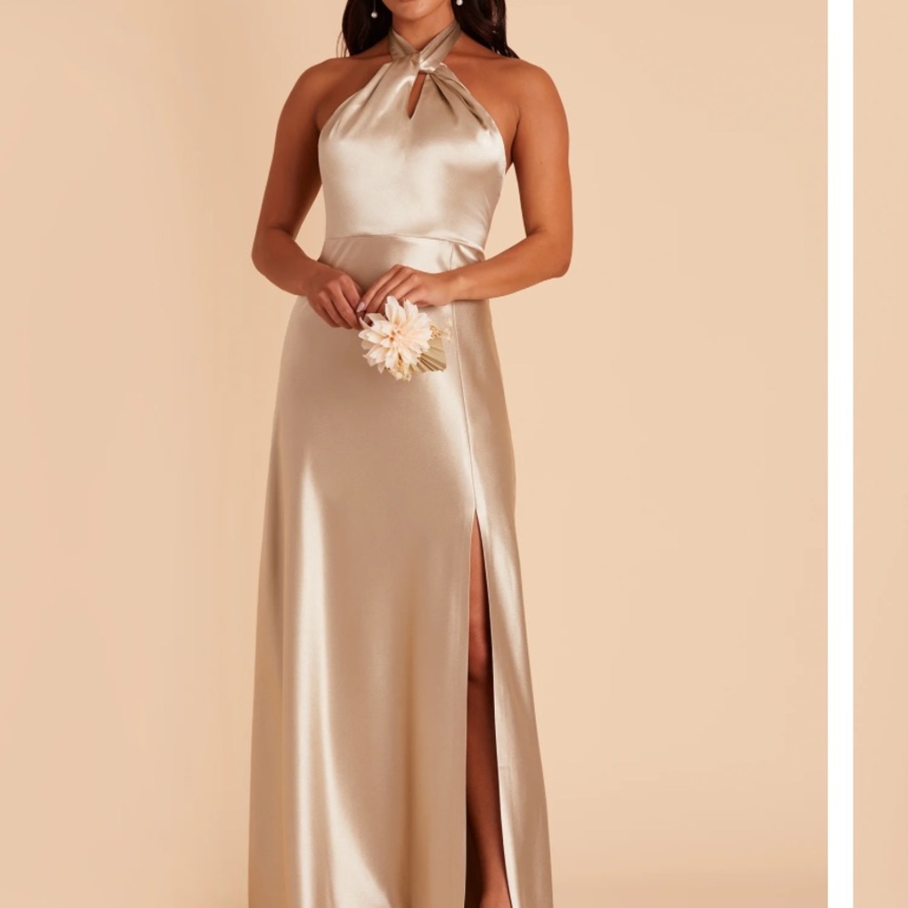 Birdy grey Monica dress - shiny satin neutral champagne small